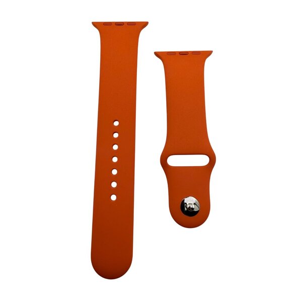 Hermès Apple Watch Band 44mm M/L Orange Silicone Replacement Strap - Picture 2 of 10